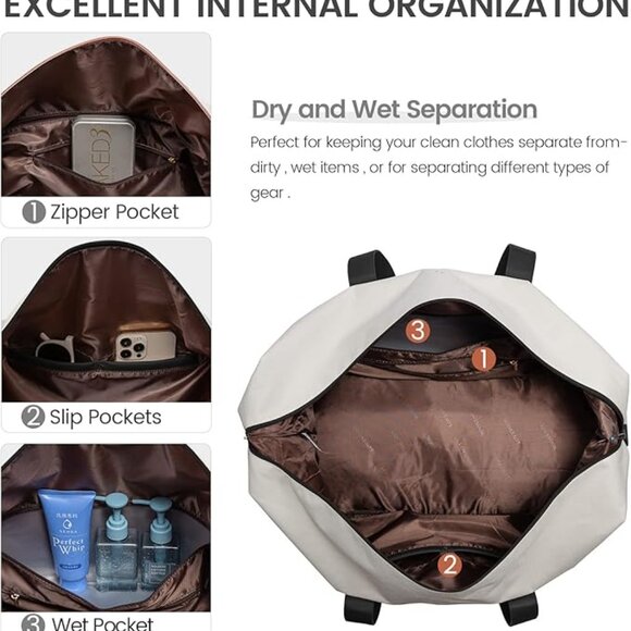 Lovevook Black, Gray and White Weekender Travel Bag - Picture 7 of 10